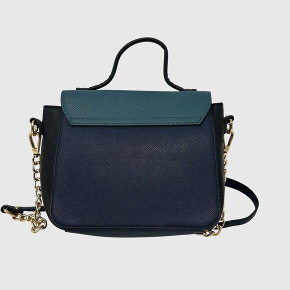 Steve Madden Mini Crossbody Purse Teal Navy Blue Gold Chain Strap - Picture 3 of 9